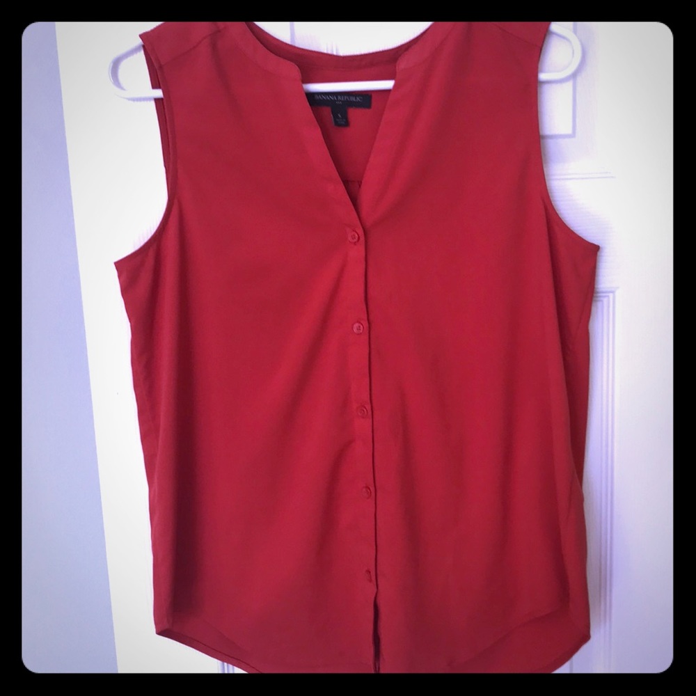 Banana Republic red button up top